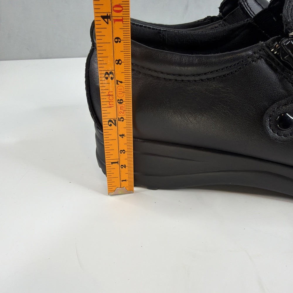 Dr Scholls Womens 7.5 M Black Leather Gel Pac Slip On Work Shoes Zip Comfort - Picture 9 of 10